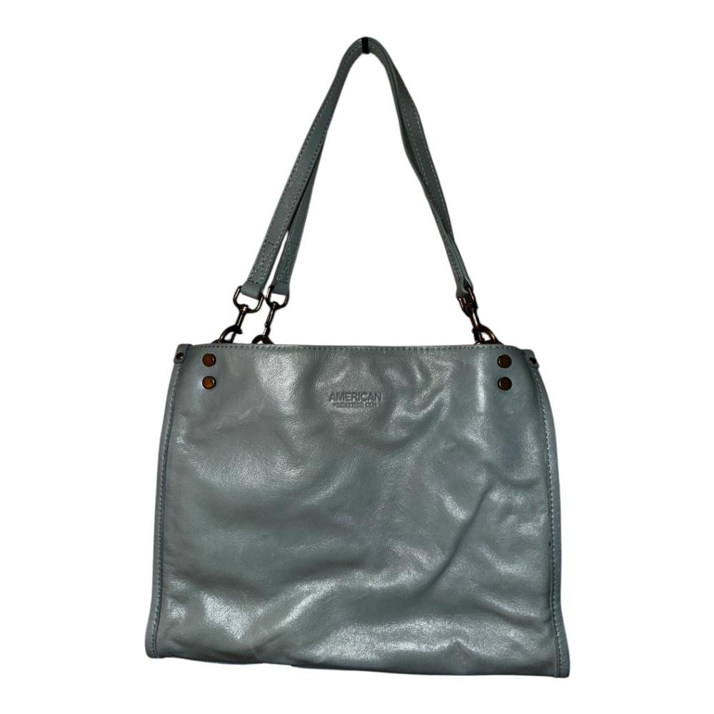 American Heritage Light Blue Leather Shoulder Bag